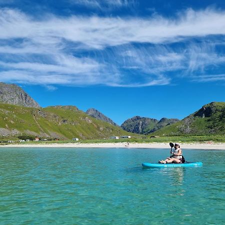 Feriehus Med Flott Havutsikt Ved Hauklandstranden Leknes Bagian luar foto